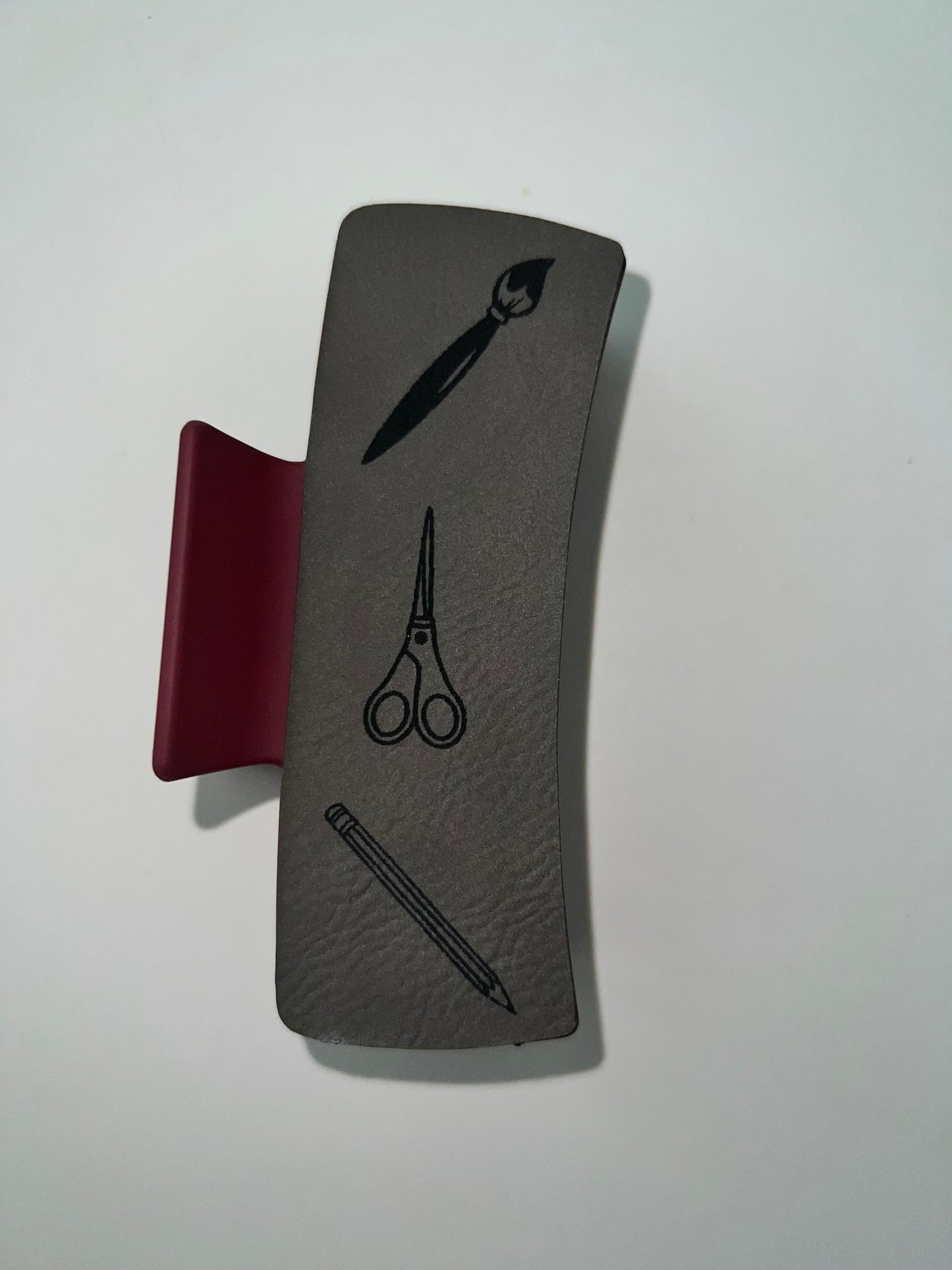 Large Grey Leather Claw Clip