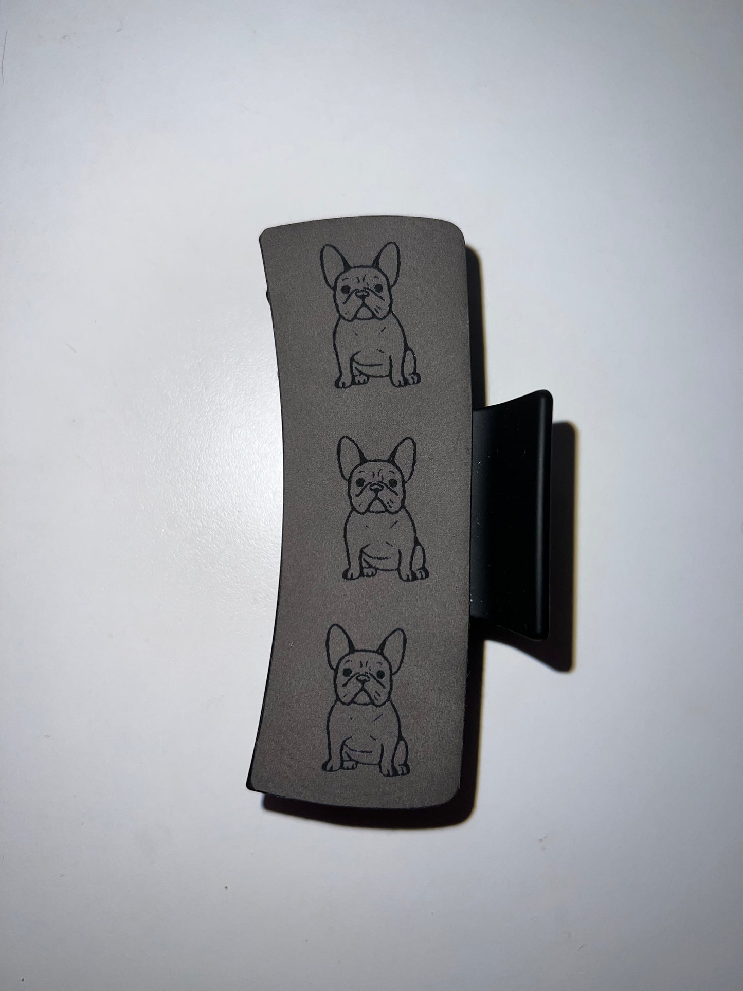 Large Grey Leather Claw Clip