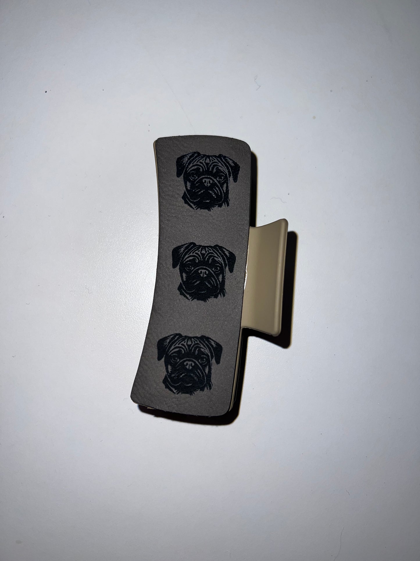 Large Grey Leather Claw Clip