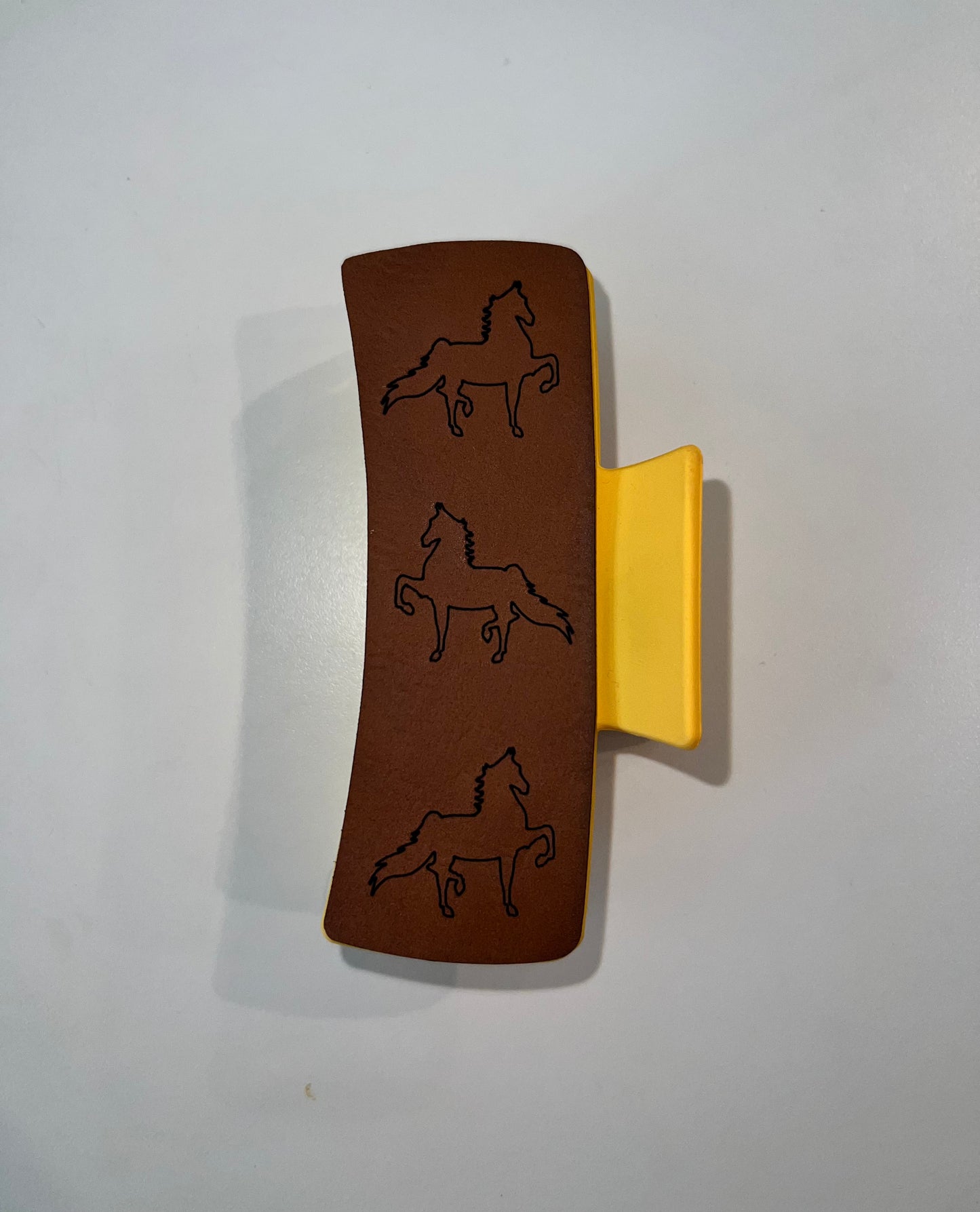 Large Brown Leather Claw Clip