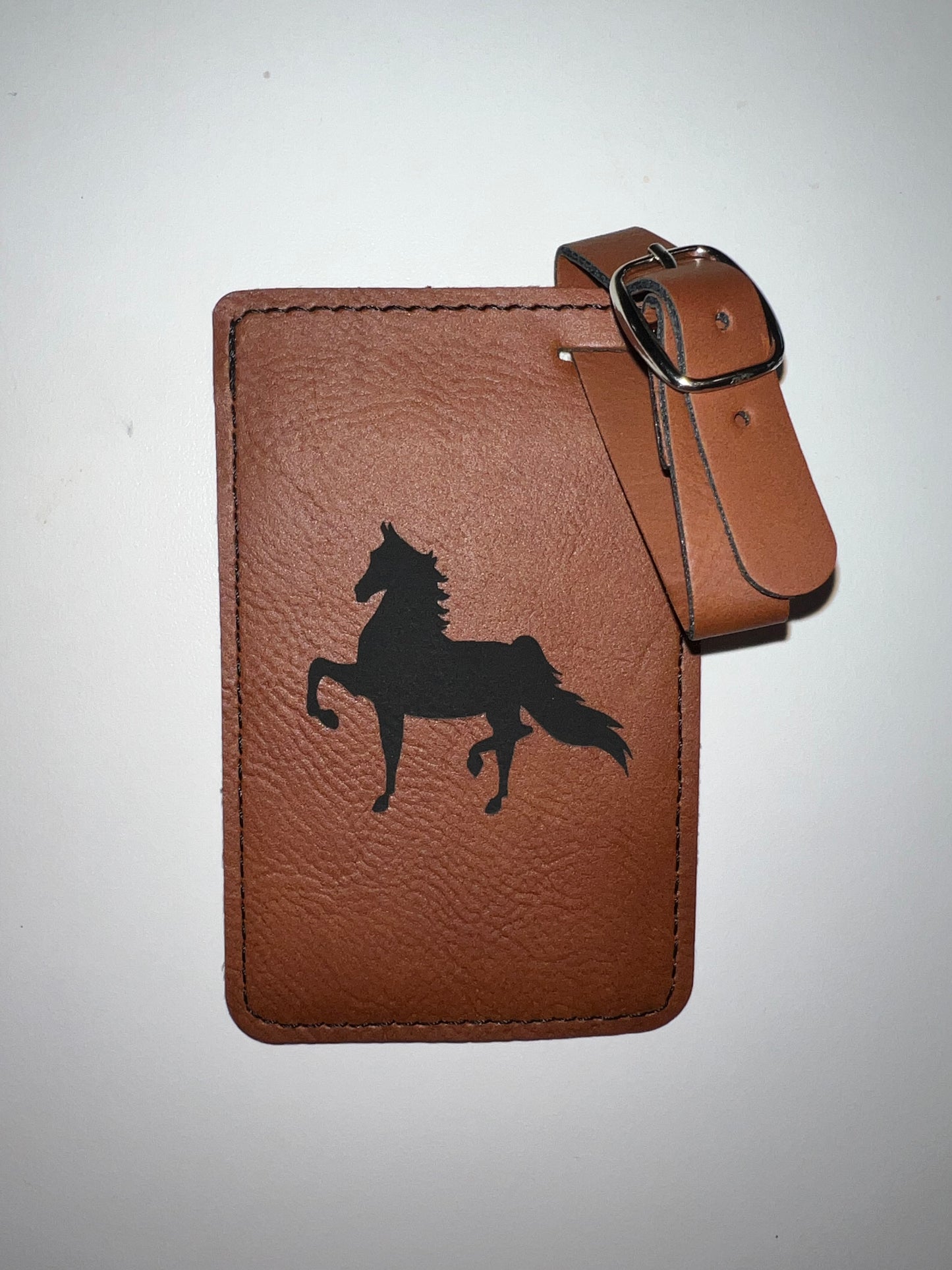 Engraved Leather Luggage Tag