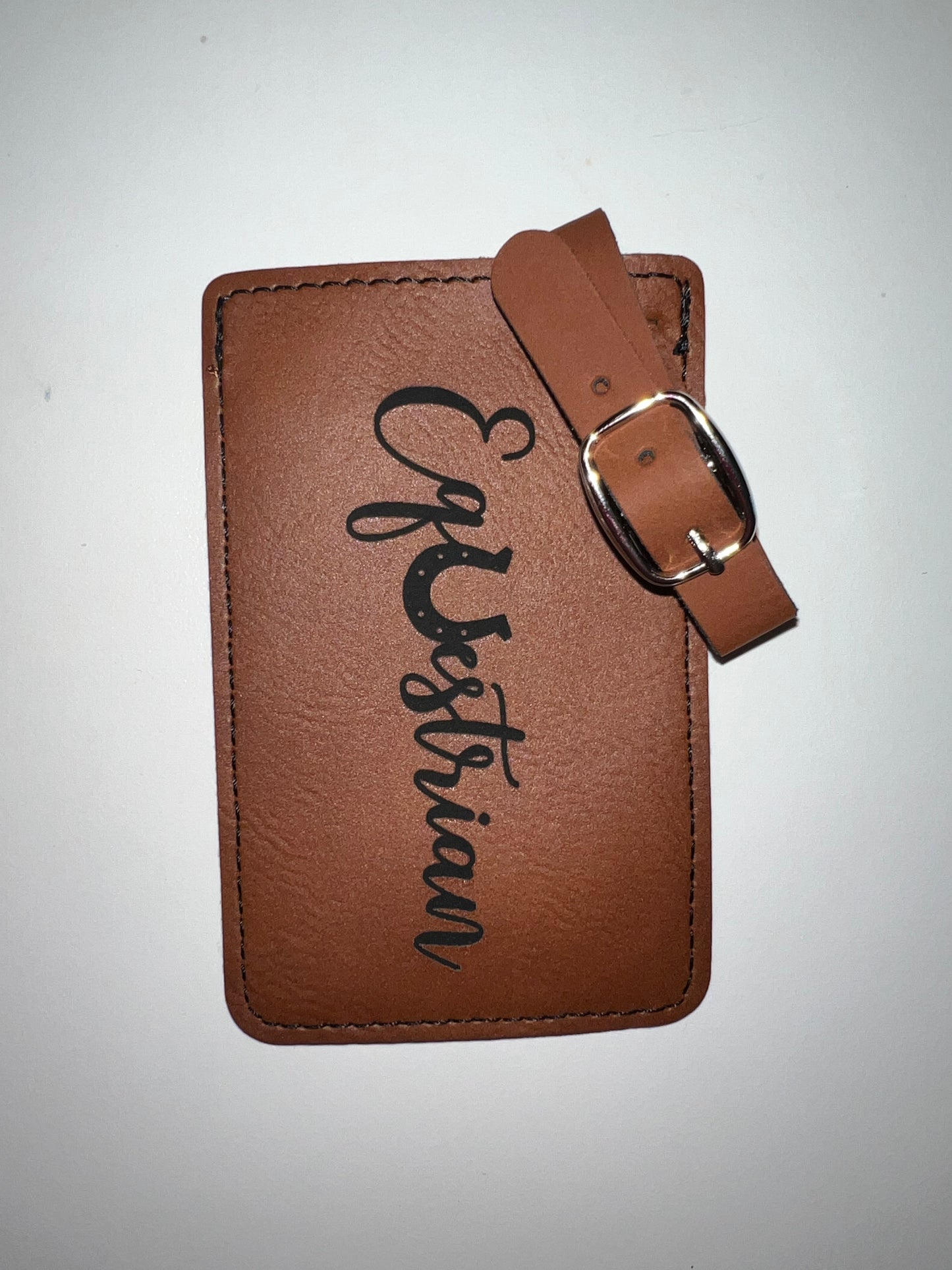 Engraved Leather Luggage Tag