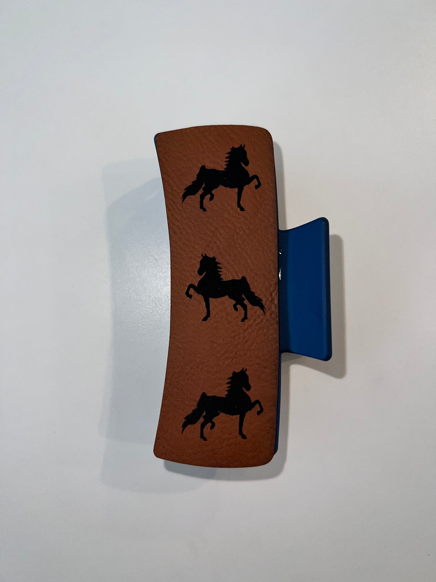Large Brown Leather Claw Clip