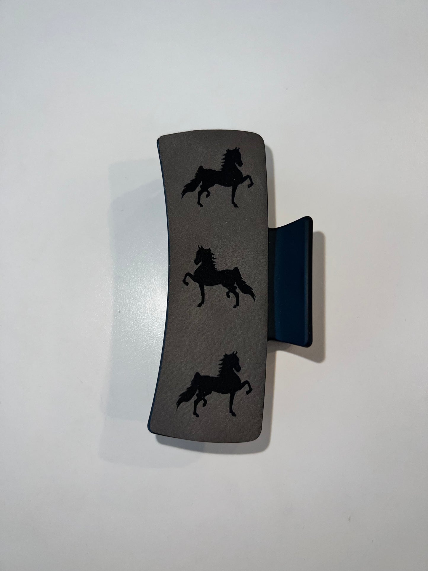 Large Grey Leather Claw Clip