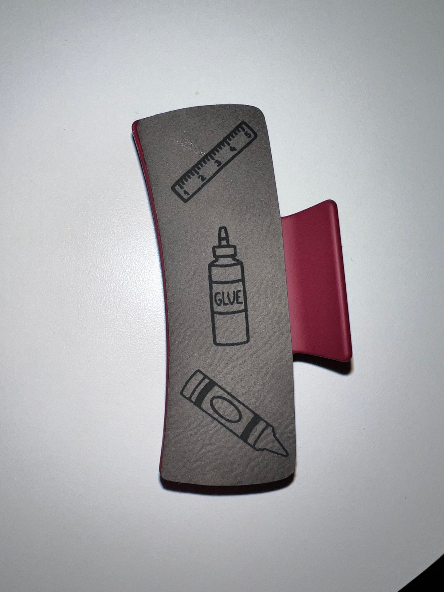 Large Grey Leather Claw Clip