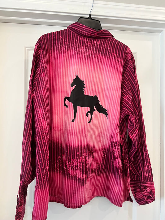 Pink Single Horse Flannel