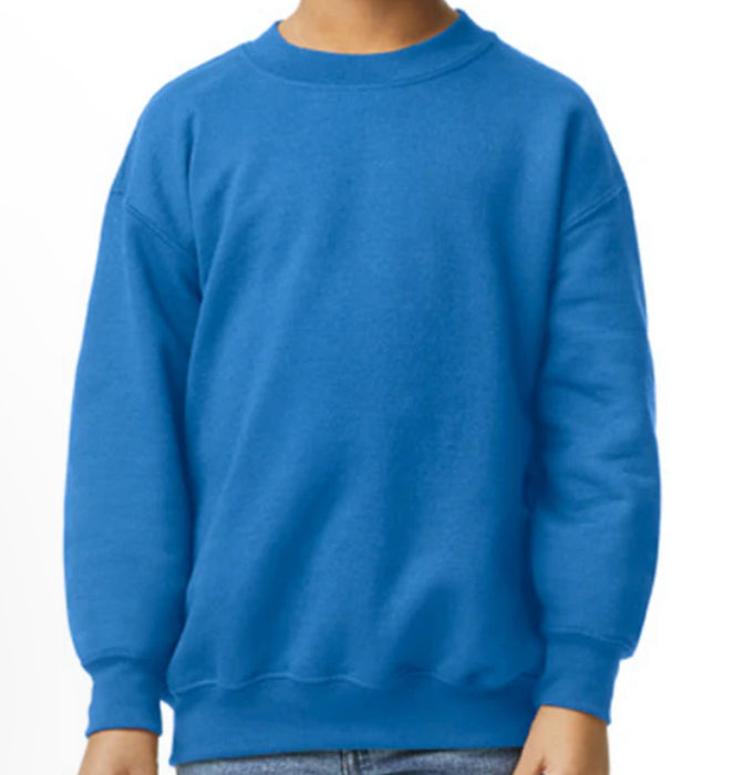 Custom Youth Crewneck Sweatshirt for Silhouette, Sketch, or Business Logo - single color logo