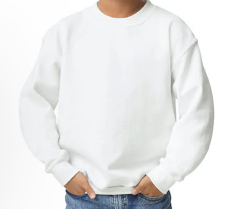 Custom Youth Crewneck Sweatshirt for Silhouette, Sketch, or Business Logo - single color logo
