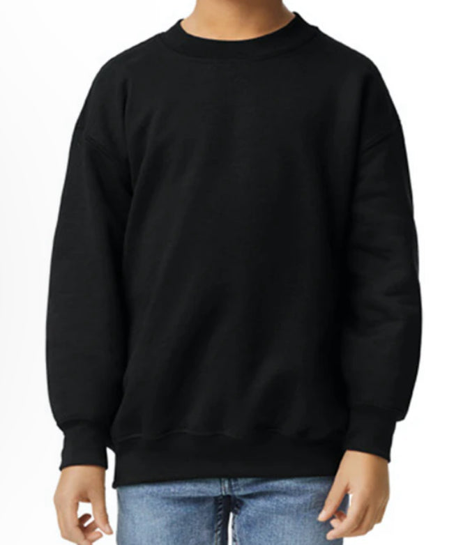 Custom Youth Crewneck Sweatshirt for Silhouette, Sketch, or Business Logo - single color logo