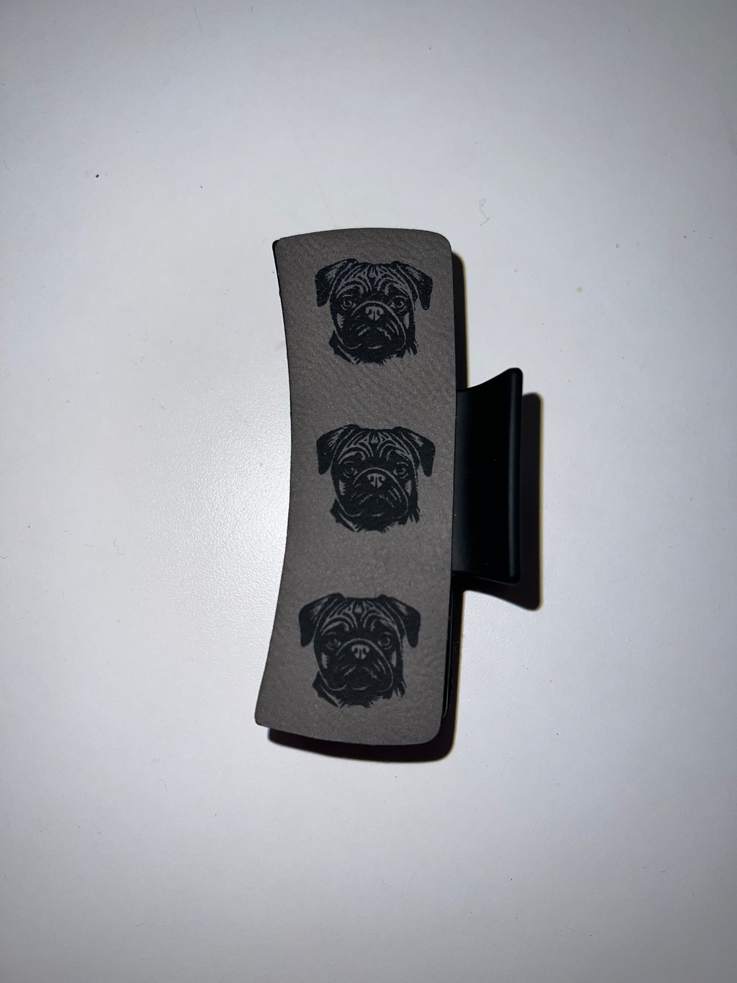 Large Grey Leather Claw Clip