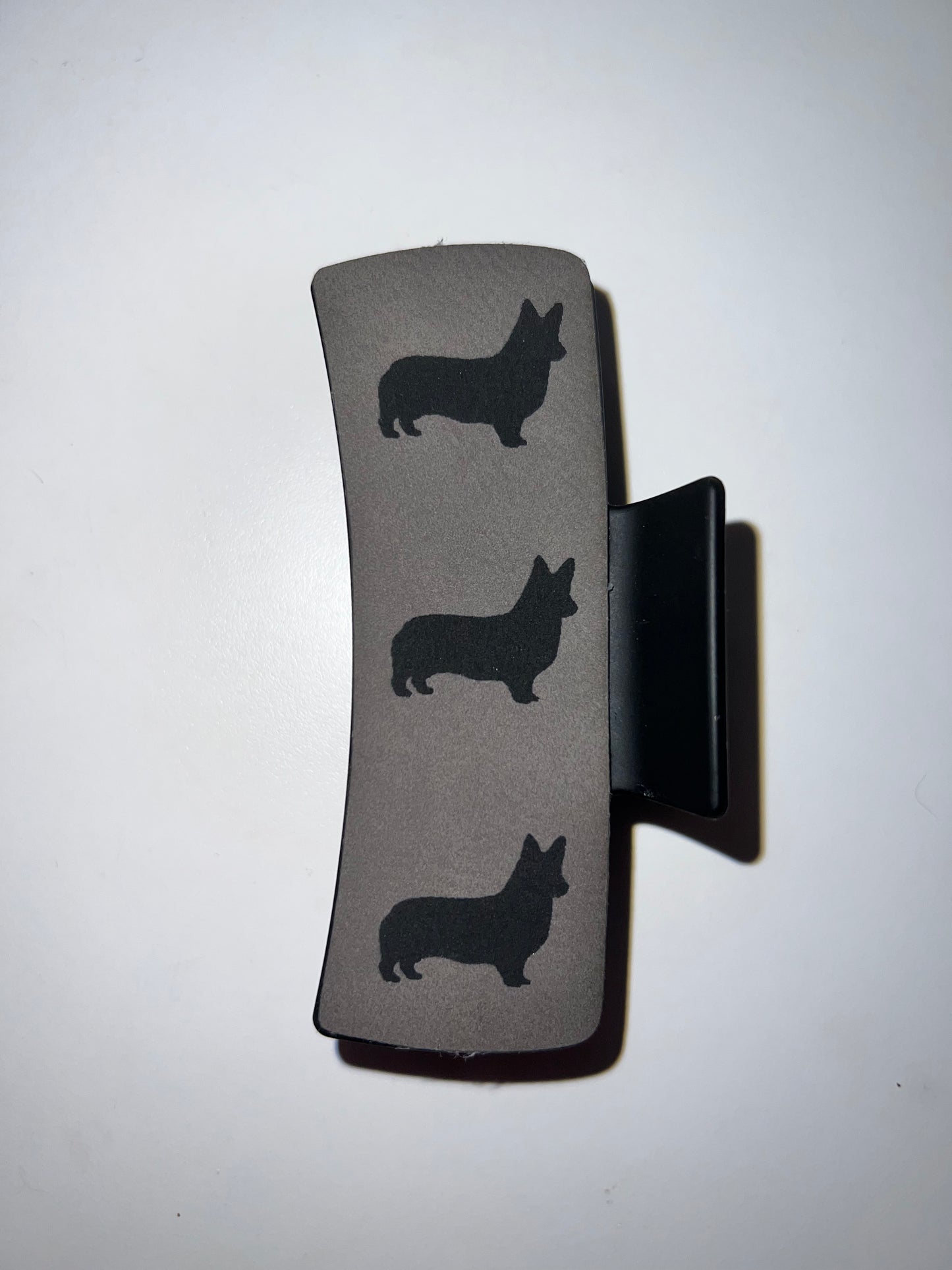 Large Grey Leather Claw Clip