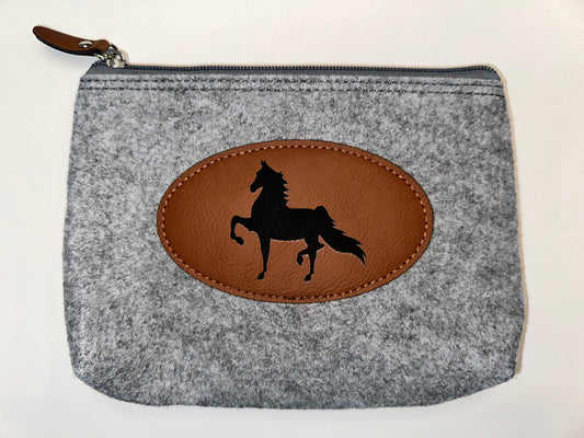 Fabric Zipper Pouch with a Saddlebred Leather Patch