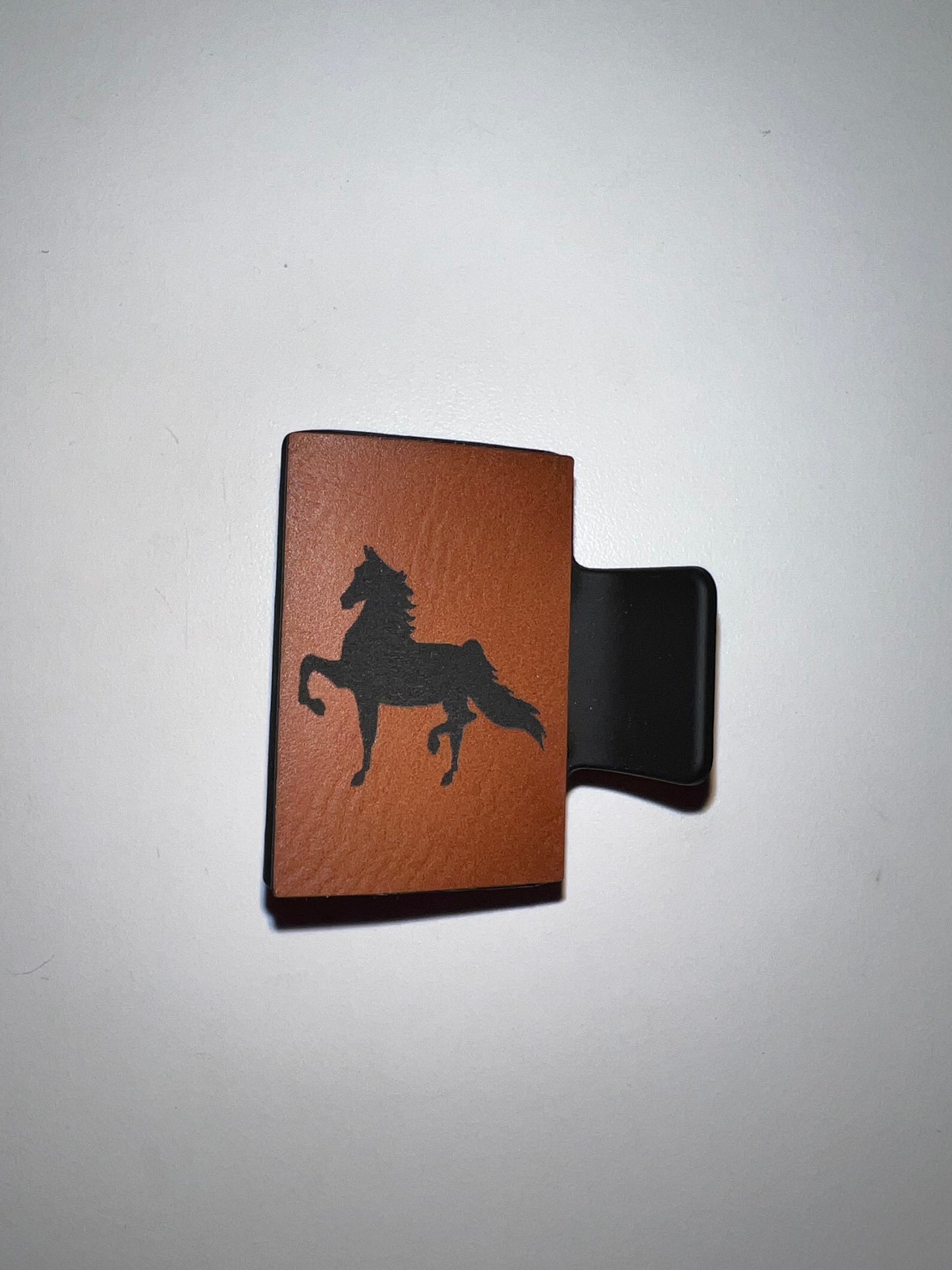 Small Brown Leather Claw Clip