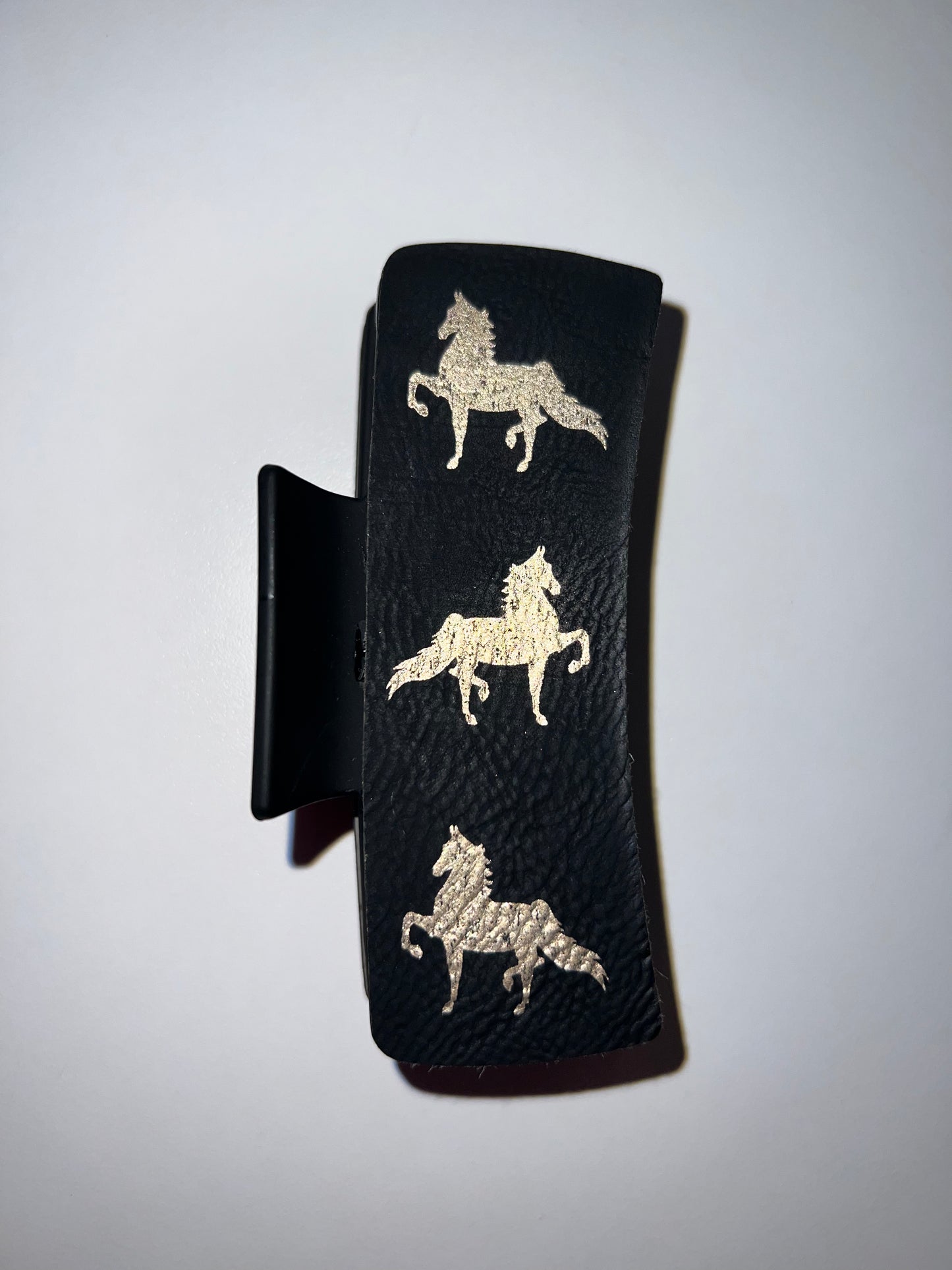 Large Black Leather Claw Clip