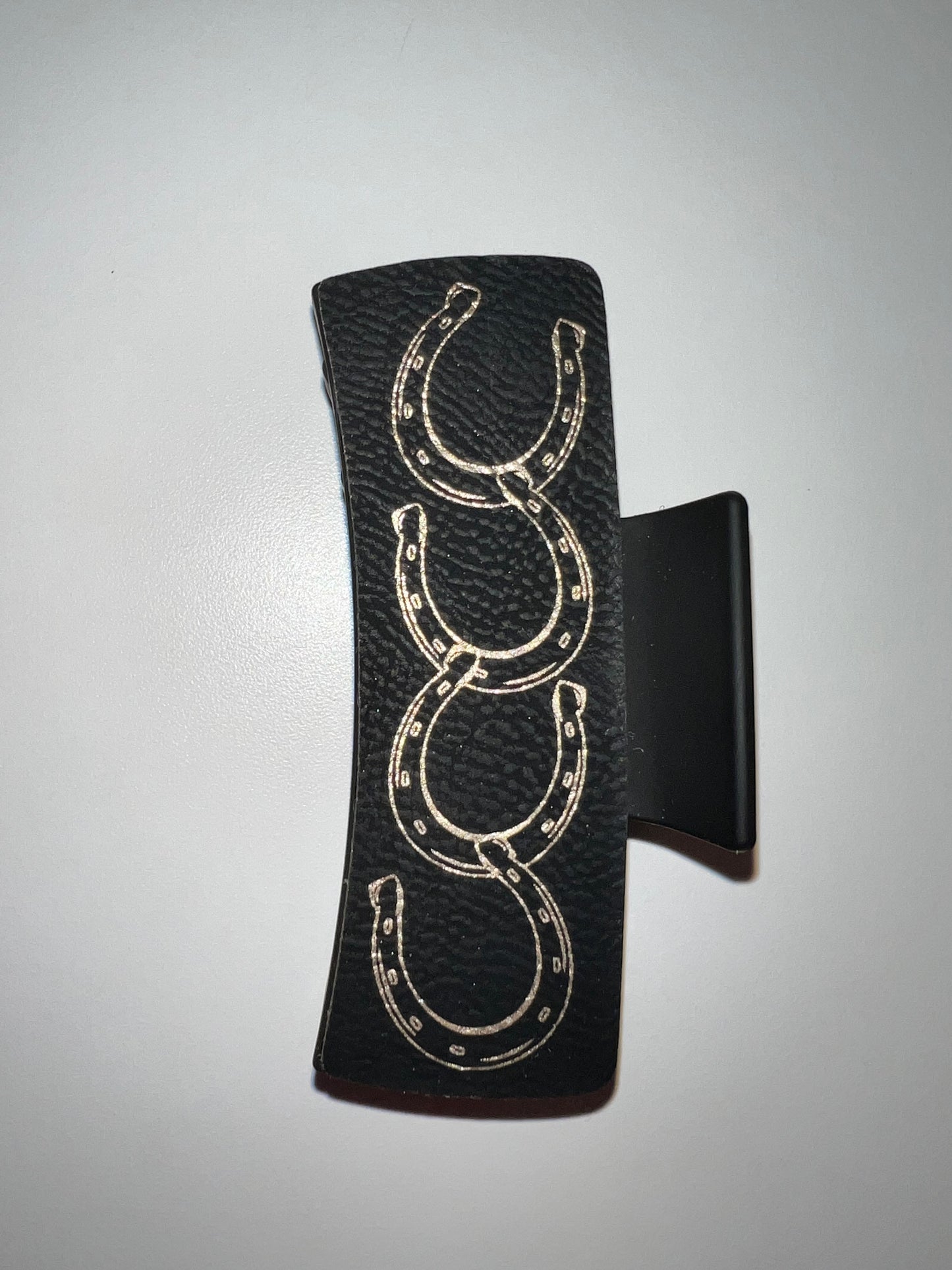 Large Black Leather Claw Clip