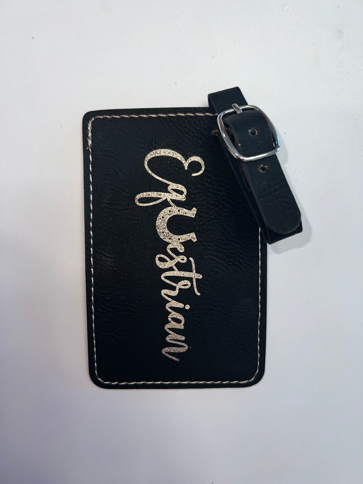 Engraved Leather Luggage Tag
