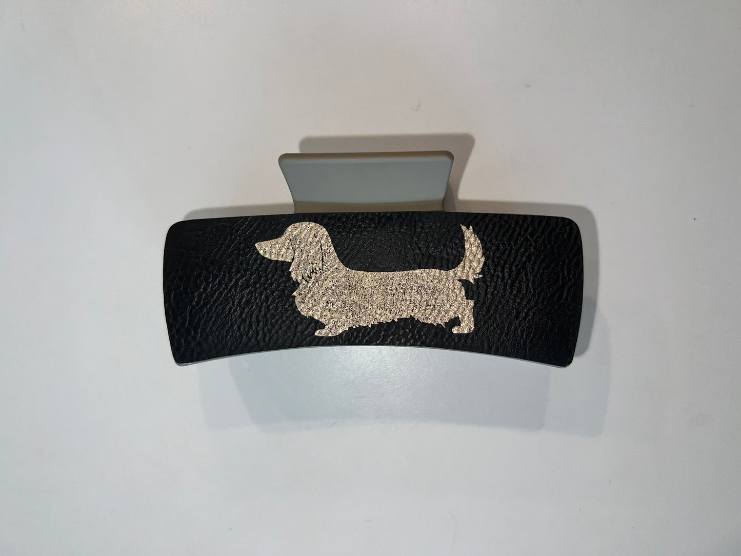 Large Black Leather Claw Clip