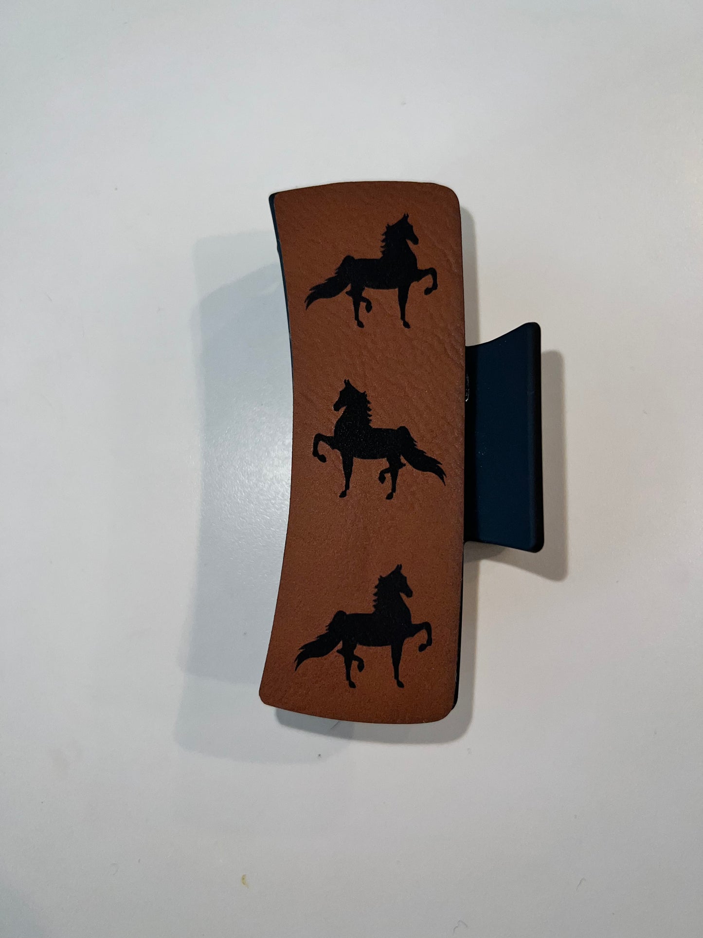 Large Brown Leather Claw Clip