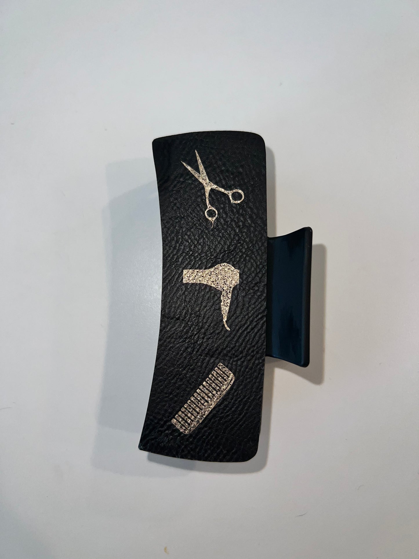 Large Black Leather Claw Clip