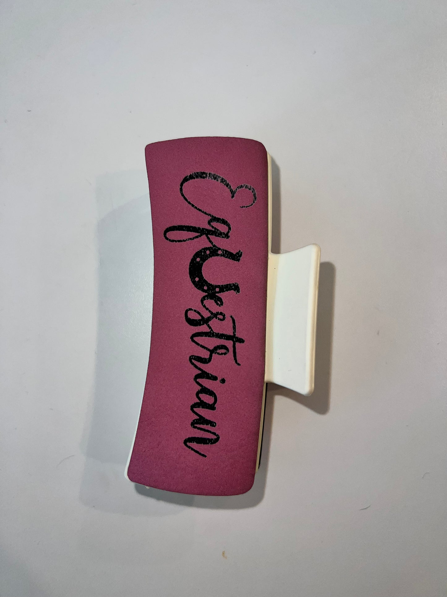 Large Pink Leather Claw Clip