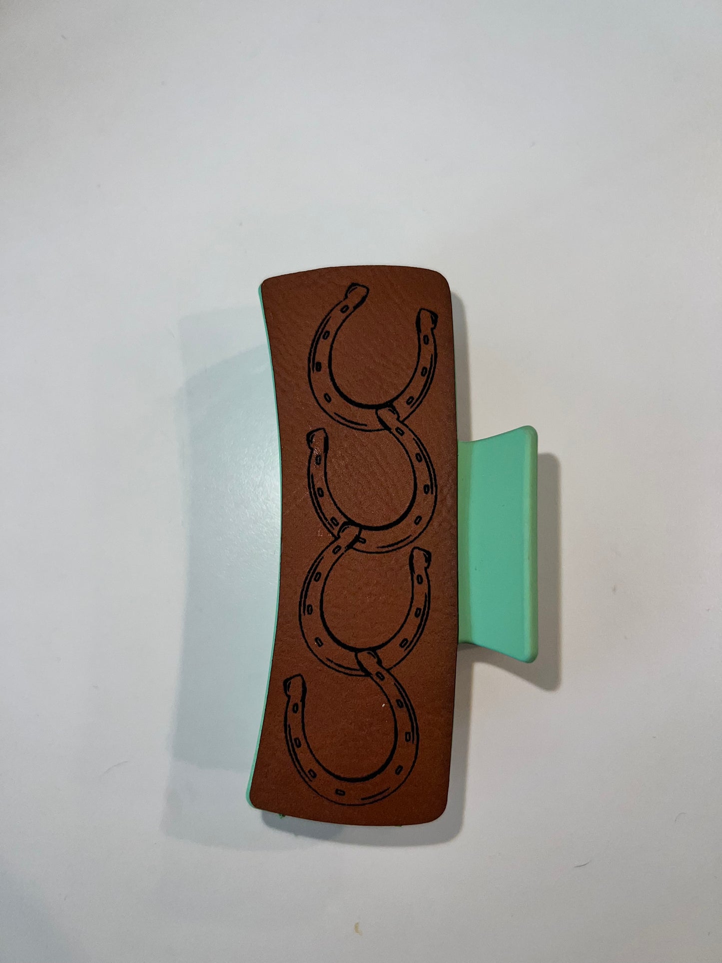 Large Brown Leather Claw Clip