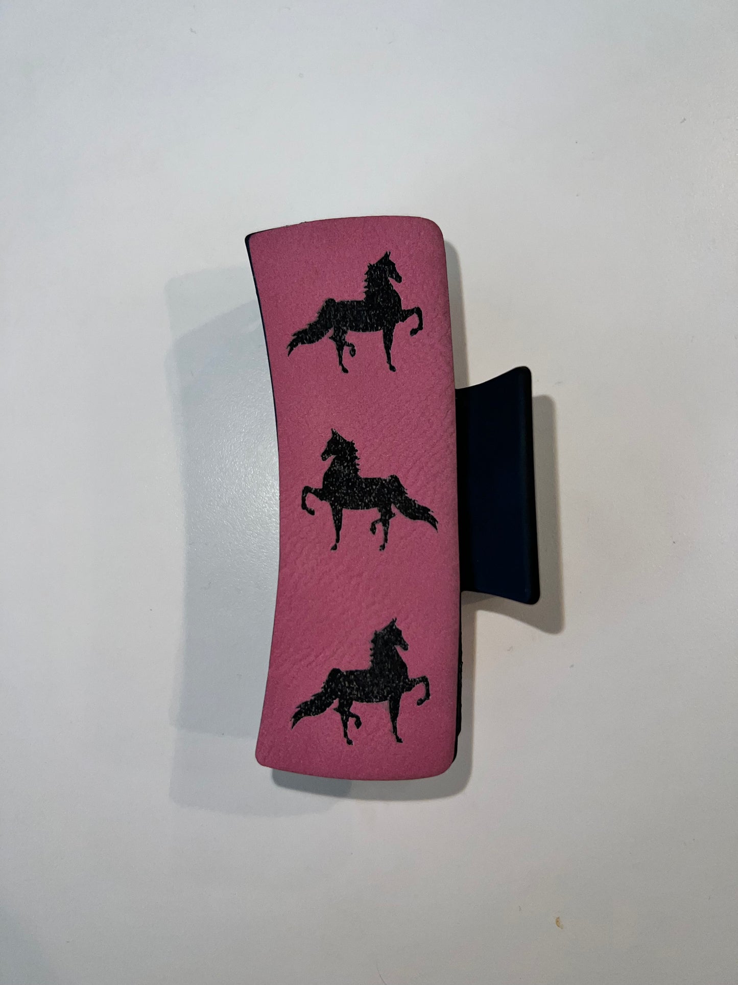 Large Pink Leather Claw Clip