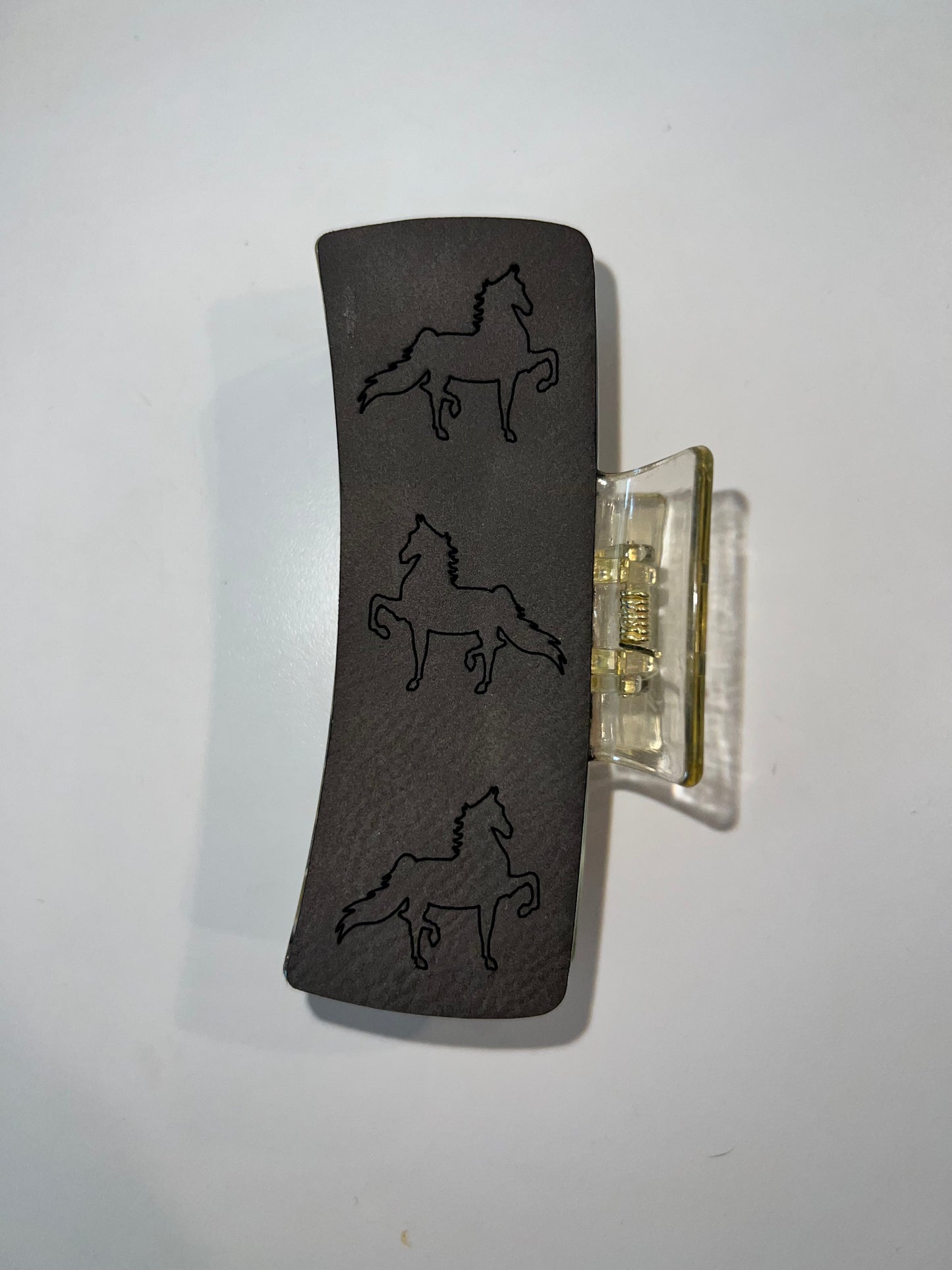 Large Grey Leather Claw Clip