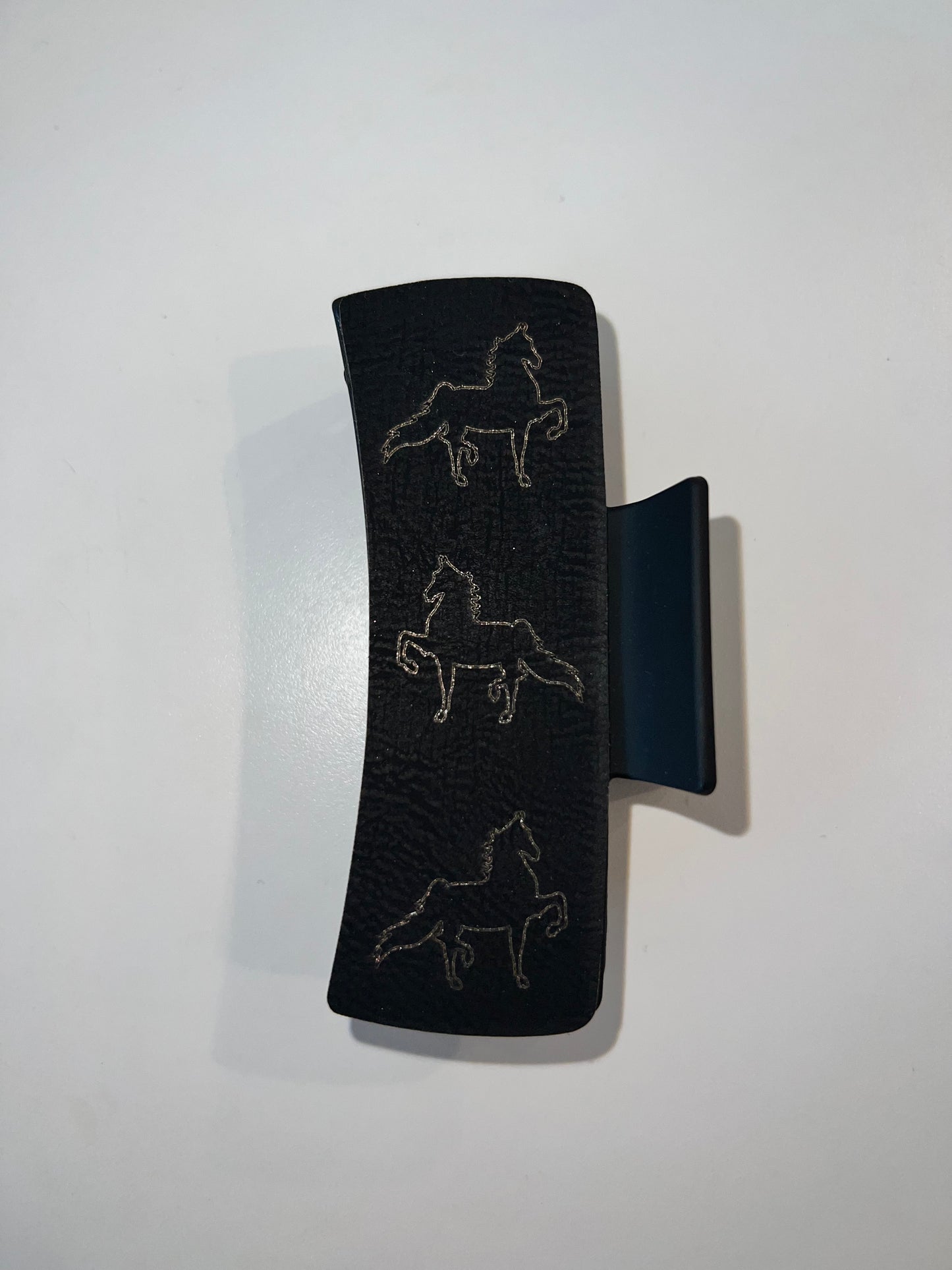 Large Black Leather Claw Clip