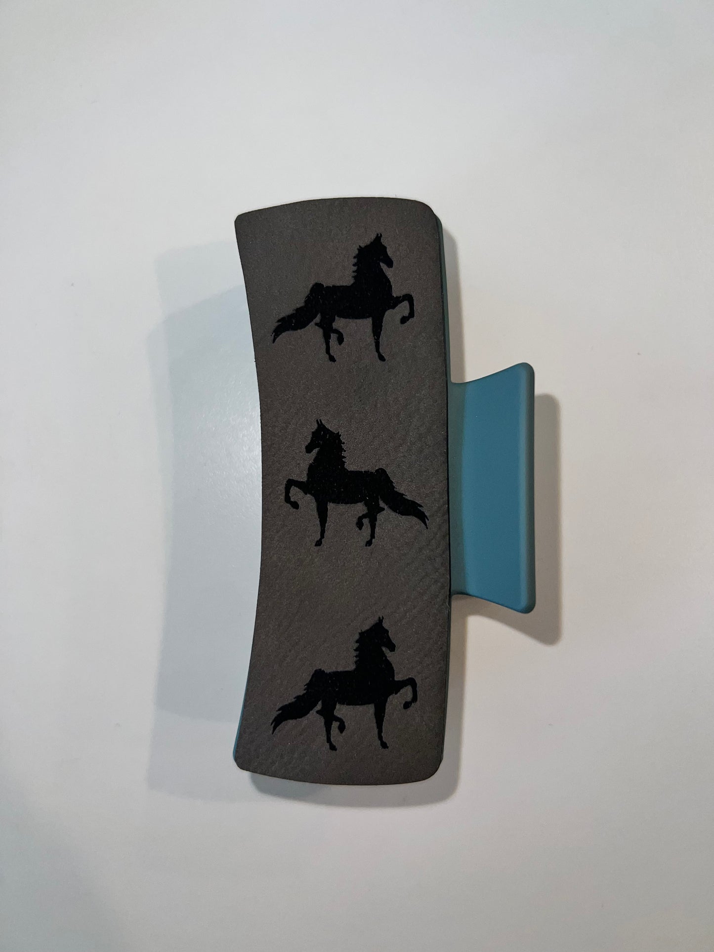 Large Grey Leather Claw Clip
