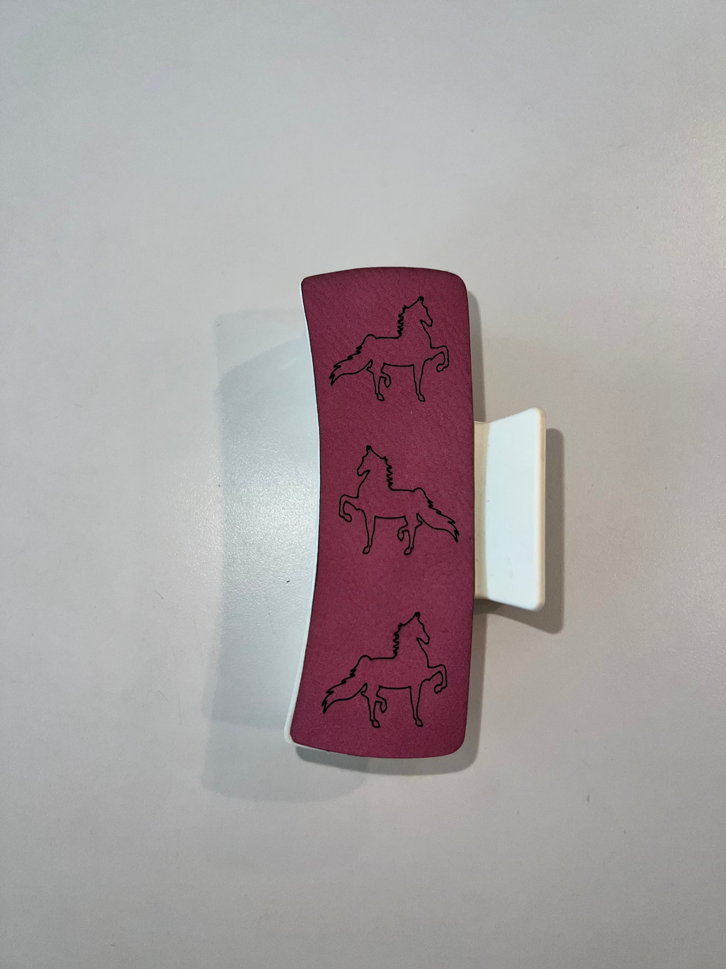 Large Pink Leather Claw Clip
